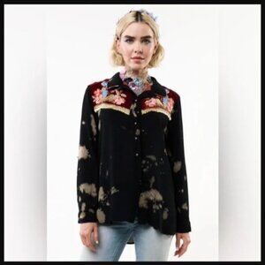 Aratta Miss Texas Shirt Western Floral Embroidered sz XS fits M  NWT